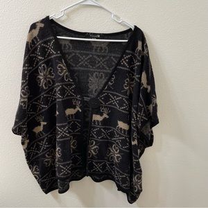 Forever 21 cape sweater black brown reindeer medium
